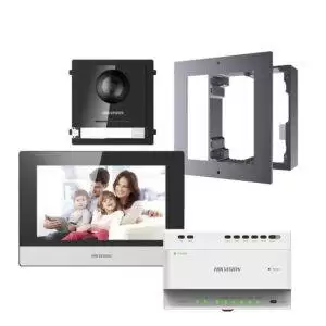 Hikvision 2nd Gen. 2 Wire Intercom Kit, 1-to-1, Door & Room Station, Flush Mount